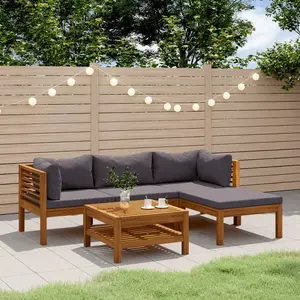 vidaXL Salon de jardin 5 pcs avec coussin Bois d'acacia solide pas cher