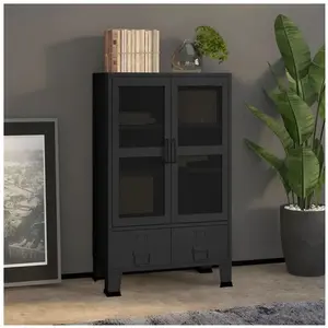 Comparateur de prix : vidaXL Coffre de rangement industriel Noir 70x40x115 cm Métal