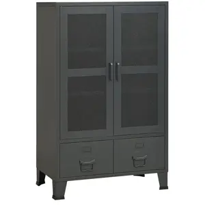 vidaXL Coffre de rangement industriel Anthracite 70x40x115 cm Métal pas cher