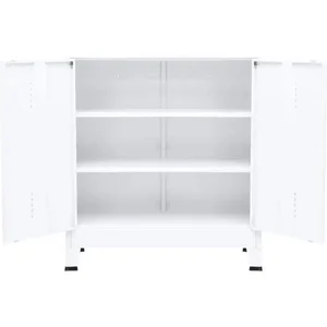 vidaXL Coffre de rangement industriel Blanc 90x40x100 cm Acier pas cher