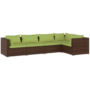vidaXL Salon de jardin 4 pcs avec coussins Marron Résine tressée pas cher