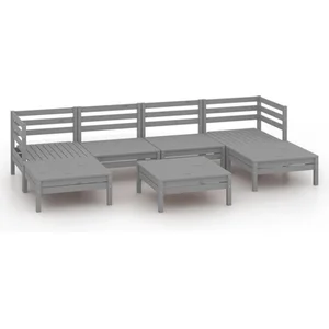 vidaXL Salon de jardin 7 pcs Gris Bois de pin massif pas cher