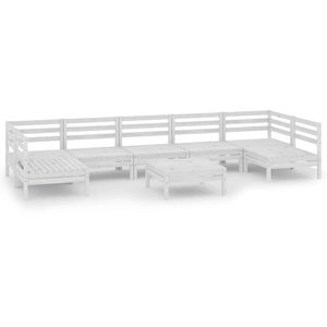 vidaXL Salon de jardin 8 pcs Blanc Bois de pin massif pas cher