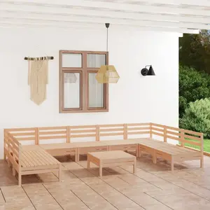 vidaXL Salon de jardin 10 pcs Bois de pin massif pas cher