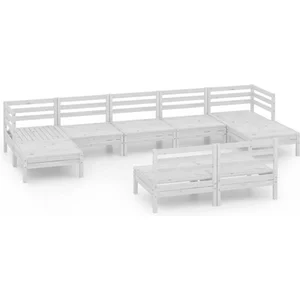 vidaXL Salon de jardin 9 pcs Blanc Bois de pin massif pas cher