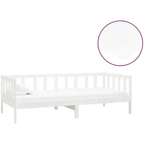 vidaXL Lit de repos avec matelas 90x200 cm Blanc Bois de pin massif pas cher