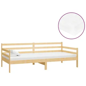 vidaXL Lit de repos avec matelas 90x200 cm Bois de pin massif pas cher