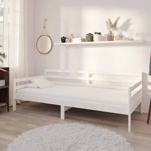 vidaXL Lit de repos avec matelas 90x200 cm Blanc Bois de pin massif pas cher