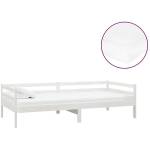 vidaXL Lit de repos avec matelas 90x200 cm Blanc Bois de pin massif pas cher