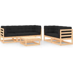 vidaXL Salon de jardin 6 pcs avec coussins Bois de pin massif pas cher