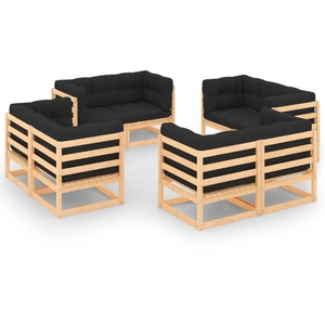 vidaXL Salon de jardin 8 pcs avec coussins Bois de pin massif pas cher
