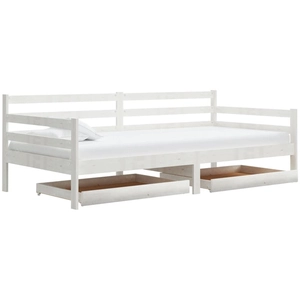 vidaXL Lit de repos avec tiroirs 90x200 cm Blanc Bois de pin massif pas cher