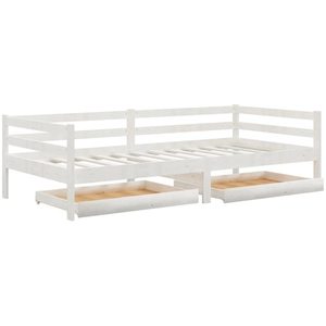 vidaXL Lit de repos avec tiroirs 90x200 cm Blanc Bois de pin massif pas cher