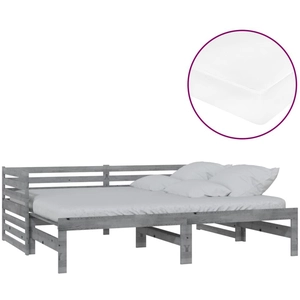 vidaXL Lit coulissant 2x(90x200) cm Gris Bois de pin massif pas cher