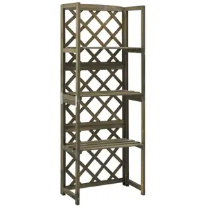 Comparateur de prix : vidaXL Treillis avec étagères Gris 55x30x140 cm Bois de sapin massif