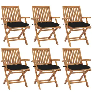 vidaXL Chaises pliables de jardin avec coussins lot de 6 Bois de teck pas cher