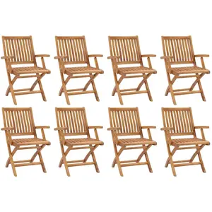 vidaXL Chaises pliables de jardin lot de 8 Bois de teck solide pas cher