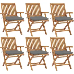 vidaXL Chaises pliables de jardin avec coussins lot de 6 Bois de teck pas cher