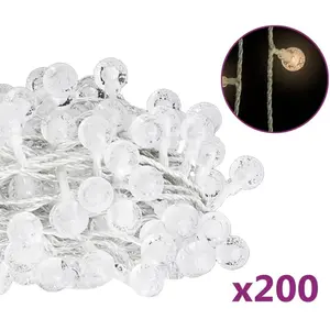 Comparateur de prix : vidaXL Guirlande lumineuse Globe 20 m 200 LED Blanc chaud 8 fonctions
