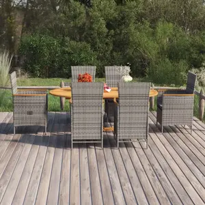 vidaXL Ensemble de salle à manger de jardin 7 pcs Résine tressée Gris pas cher
