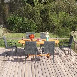 vidaXL Ensemble de salle à manger de jardin 7 pcs Résine tressée Gris pas cher
