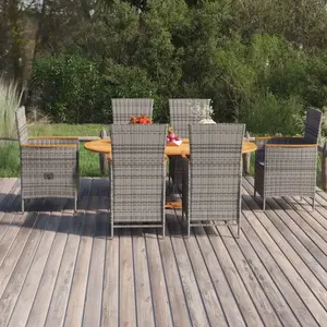 vidaXL Ensemble à manger de jardin 7 pcs Résine tressée Gris pas cher