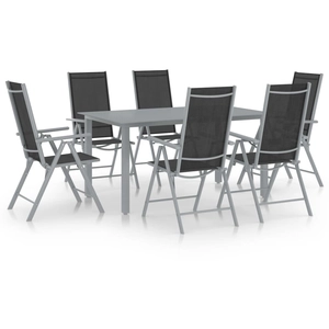 vidaXL Ensemble à dîner de jardin 7 pcs Aluminium Argenté et noir pas cher