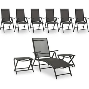 vidaXL Salon de jardin 9 pcs Noir et anthracite pas cher