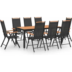 vidaXL Ensemble à manger de jardin 9 pcs aluminium noir pas cher