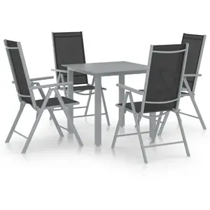 vidaXL Ensemble à manger de jardin 5 pcs aluminium argenté et noir pas cher