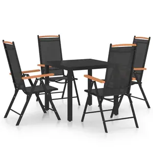 vidaXL Ensemble à manger de jardin 5 pcs aluminium noir pas cher