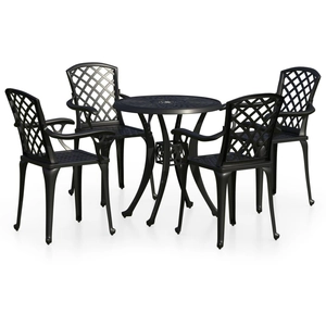 vidaXL Ensemble de bistro 5 pcs Aluminium coulé Noir pas cher