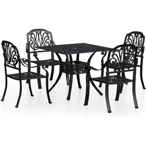 vidaXL Ensemble de bistro 5 pcs Aluminium coulé Noir pas cher