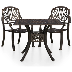 vidaXL Ensemble de bistro 3 pcs Aluminium coulé Bronze pas cher