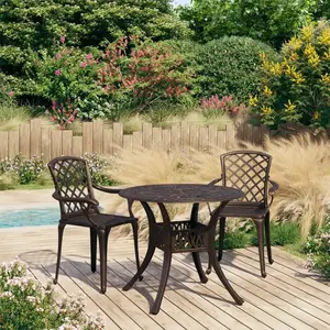 vidaXL Ensemble de bistro 3 pcs Aluminium coulé Bronze pas cher