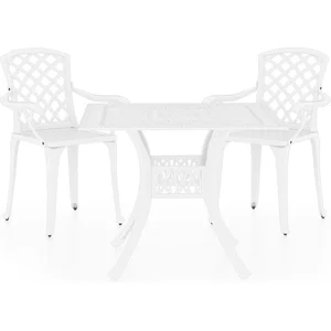 vidaXL Ensemble de bistro 3 pcs Aluminium coulé Blanc pas cher