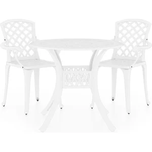 vidaXL Ensemble de bistro 3 pcs Aluminium coulé Blanc pas cher