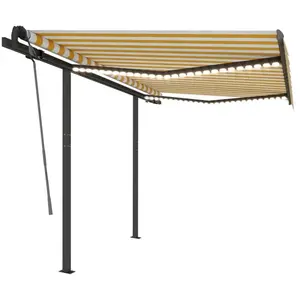 vidaXL Auvent manuel rétractable avec LED 3x2,5 m Jaune et blanc pas cher