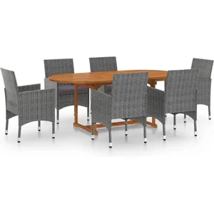 vidaXL Ensemble de salle à manger de jardin 7 pcs Résine tressée Gris pas cher