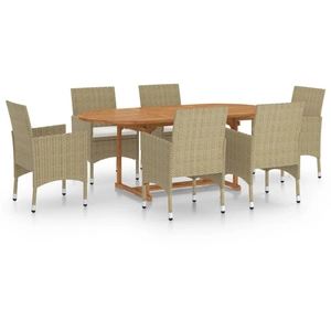 vidaXL Ensemble de salle à manger de jardin 7 pcs Résine tressée Beige pas cher