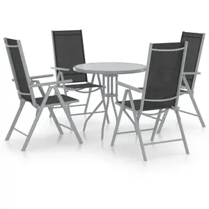 vidaXL Ensemble à manger de jardin 5pcs aluminium et textilène argenté pas cher