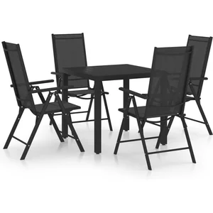 vidaXL Ensemble de salle à manger de jardin 5 pcs Aluminium Noir pas cher