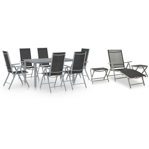 vidaXL Ensemble de salle à manger de jardin 10 pcs Noir et argenté pas cher