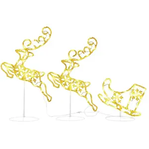 Comparateur de prix : vidaXL Renne/traîneaux Noël volant Acrylique 260x21x87cm Blanc chaud