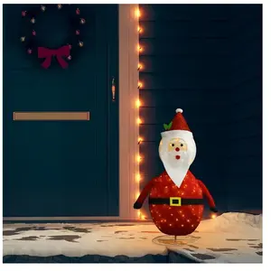 vidaXL Décoration de Noël Figurine Père Noël LED Tissu de luxe 90 cm pas cher
