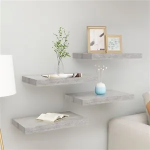 vidaXL Étagères murales flottantes 4 pcs gris béton 40x23x3,8 cm MDF pas cher