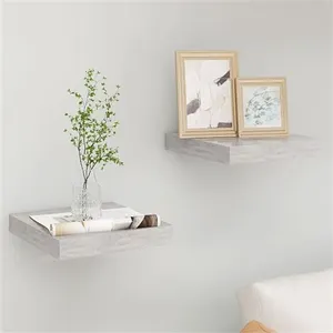vidaXL Étagères murales flottantes 2 pcs gris béton 23x23,5x3,8 cm MDF pas cher