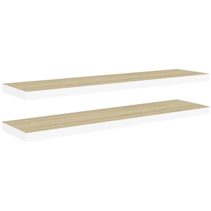 vidaXL Étagères flottantes 2 pcs chêne et blanc 120x23,5x3,8 cm MDF pas cher
