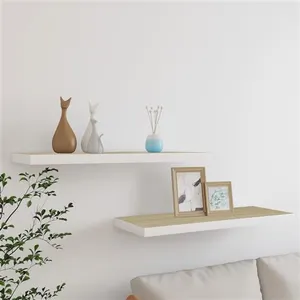 vidaXL Étagères flottantes 2 pcs chêne et blanc 80x23,5x3,8 cm MDF pas cher