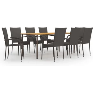 vidaXL Ensemble à manger de jardin 9 pcs Résine tressée Marron pas cher